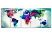 Canvas Colorful Chaos (5-piece) - World Map Painted with Watercolor 105173