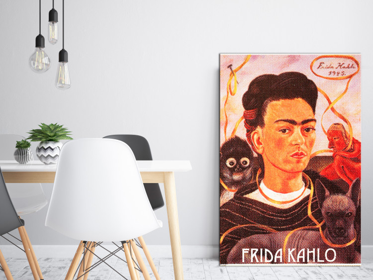 Canvas Art Print Portrait of Frida Kahlo - the artist's face surrounded by animals 114273 additionalImage 3