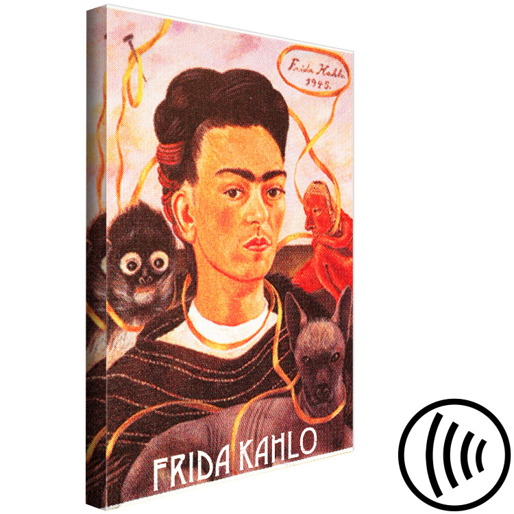 Canvas Art Print Portrait of Frida Kahlo - the artist's face surrounded by animals 114273 additionalImage 6