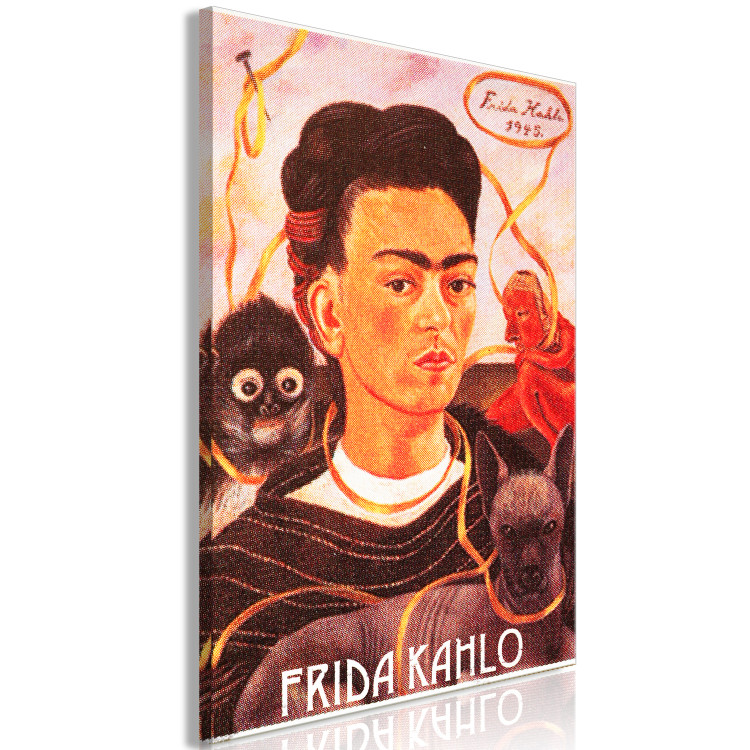 Canvas Art Print Portrait of Frida Kahlo - the artist's face surrounded by animals 114273 additionalImage 2
