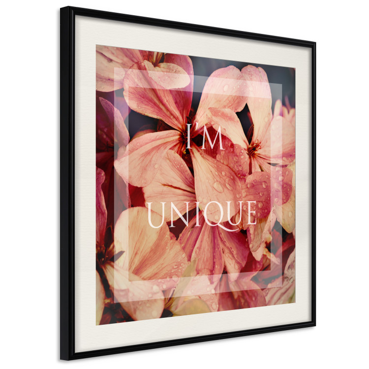Poster I'm unique (square) - colorful flowers and decorative white text in a frame 116373 additionalImage 3