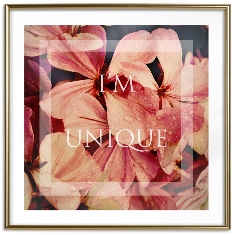 Poster I'm unique (square) - colorful flowers and decorative white text in a frame 116373 additionalImage 14