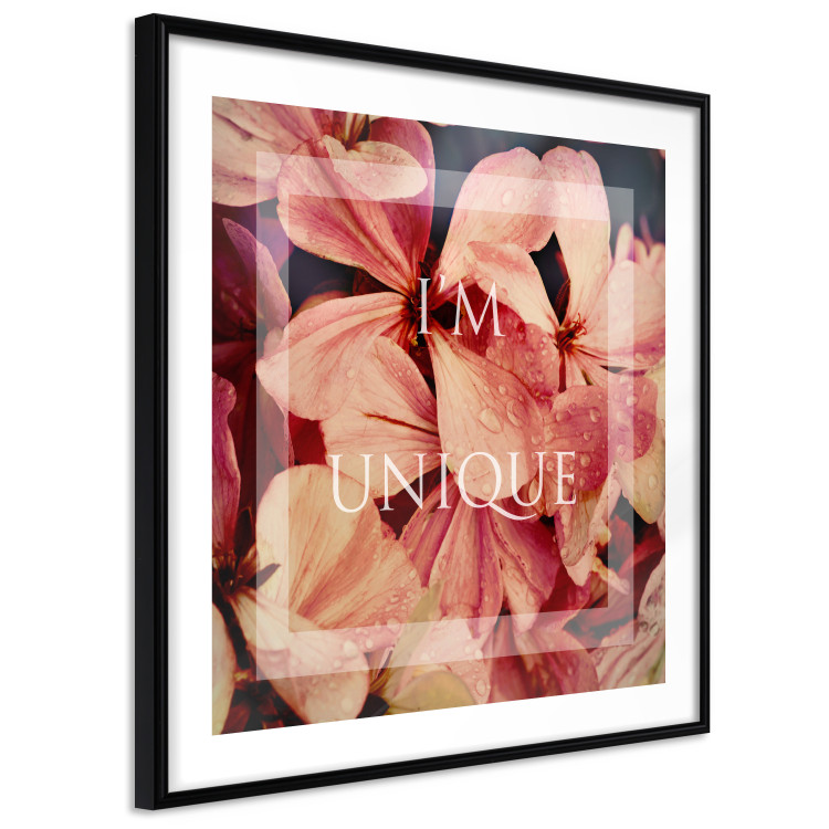 Poster I'm unique (square) - colorful flowers and decorative white text in a frame 116373 additionalImage 11