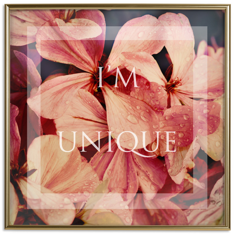 Poster I'm unique (square) - colorful flowers and decorative white text in a frame 116373 additionalImage 20