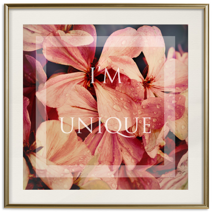 Poster I'm unique (square) - colorful flowers and decorative white text in a frame 116373 additionalImage 19