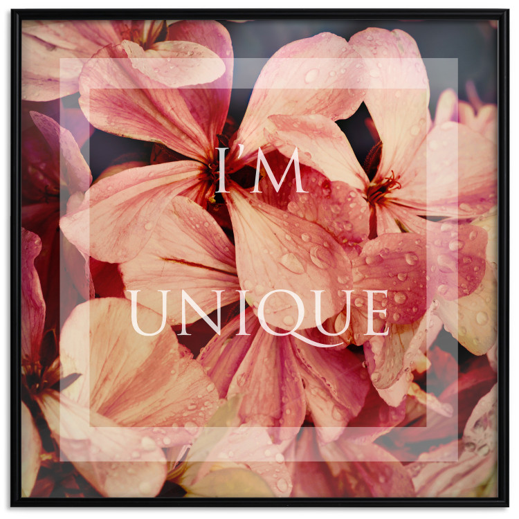 Poster I'm unique (square) - colorful flowers and decorative white text in a frame 116373 additionalImage 24
