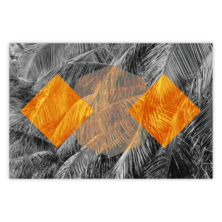 Poster Exotic Form - composition with geometric shapes on a background of palms 117773