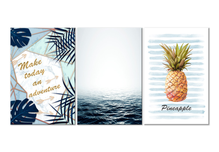 Canvas Art Print Mediterranean adventure - quote and pineapple inspired by sea nature 118473