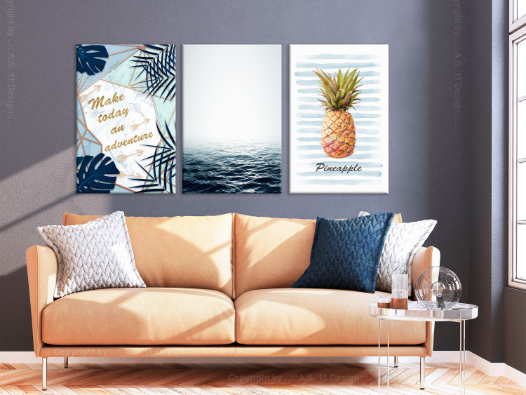 Canvas Art Print Mediterranean adventure - quote and pineapple inspired by sea nature 118473 additionalImage 3