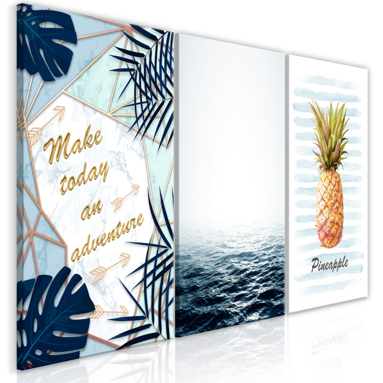 Canvas Art Print Mediterranean adventure - quote and pineapple inspired by sea nature 118473 additionalImage 2