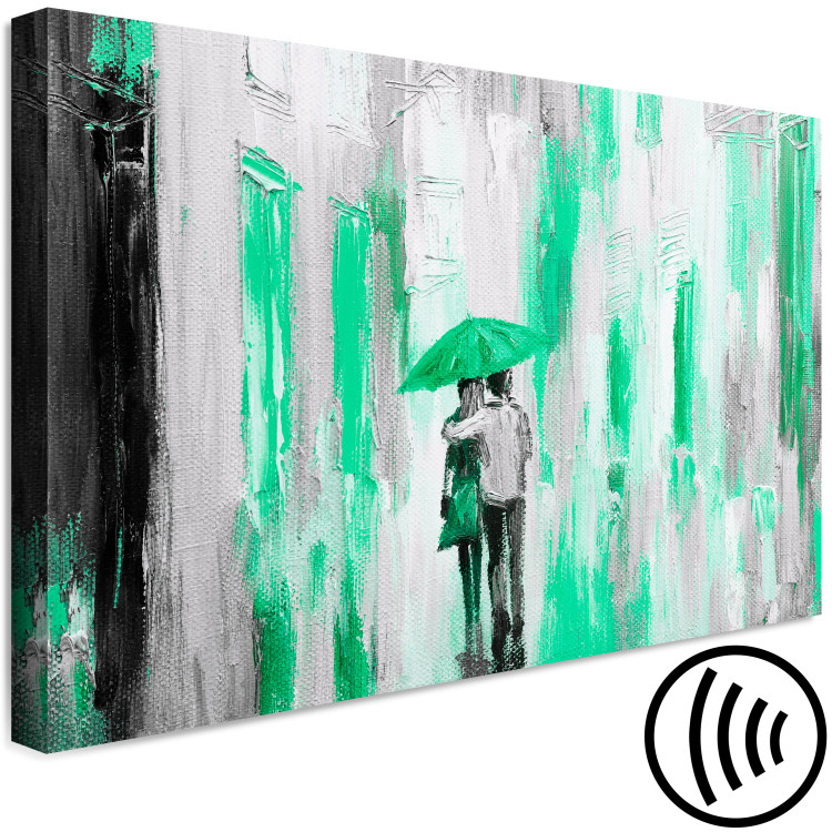 Canvas Print Lovers under an umbrella - graphic with a couple walking in the rain 123073 additionalImage 6