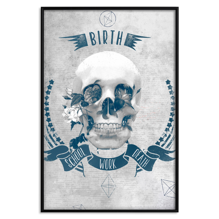 Poster Life Is Brutal - stylish skull with English captions on gray background 123573 additionalImage 18