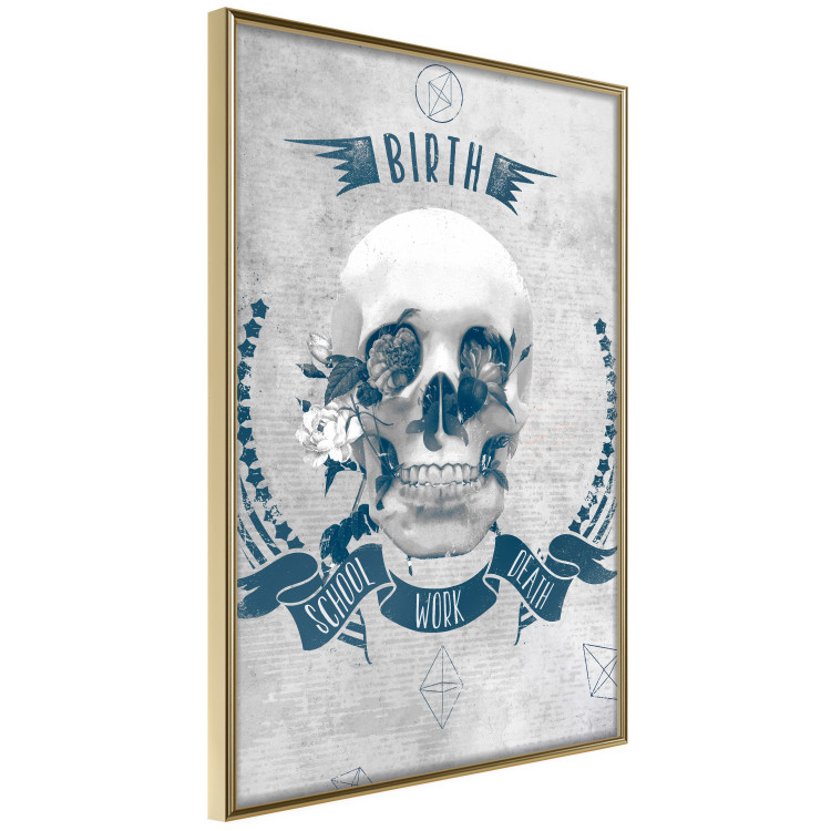 Poster Life Is Brutal - stylish skull with English captions on gray background 123573 additionalImage 12