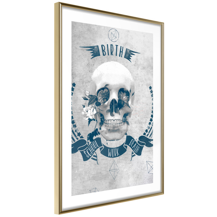 Poster Life Is Brutal - stylish skull with English captions on gray background 123573 additionalImage 8