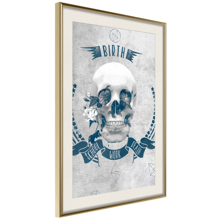 Poster Life Is Brutal - stylish skull with English captions on gray background 123573 additionalImage 2