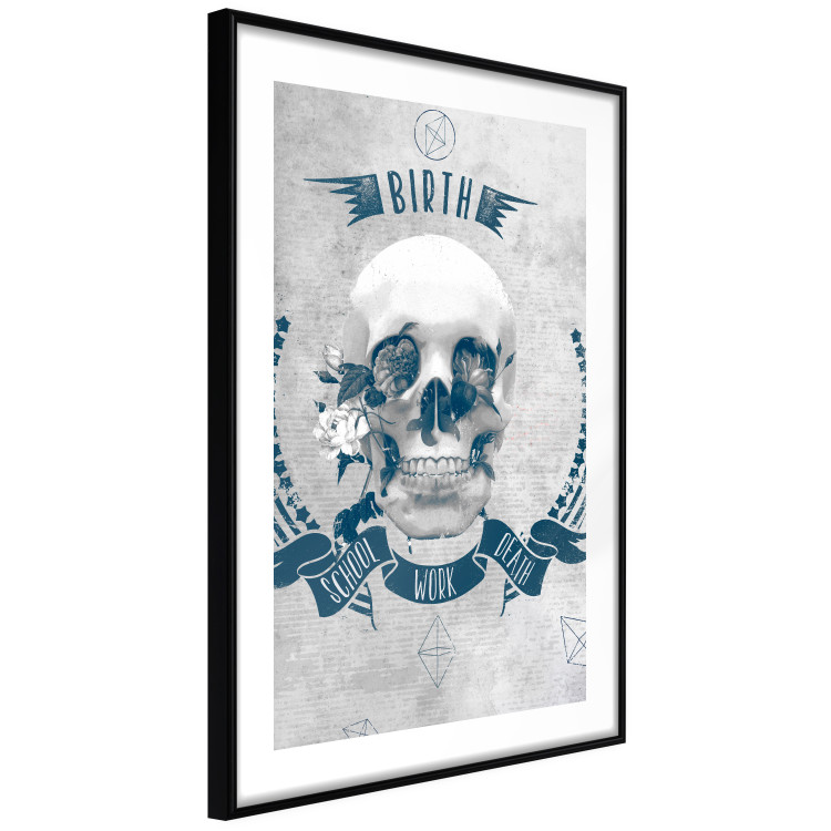 Poster Life Is Brutal - stylish skull with English captions on gray background 123573 additionalImage 13