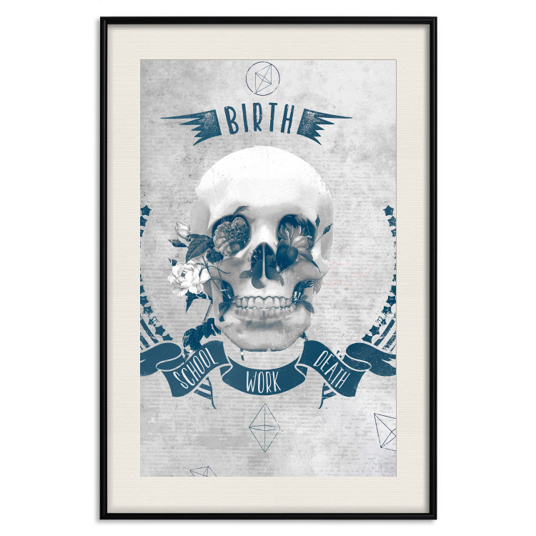 Poster Life Is Brutal - stylish skull with English captions on gray background 123573 additionalImage 18