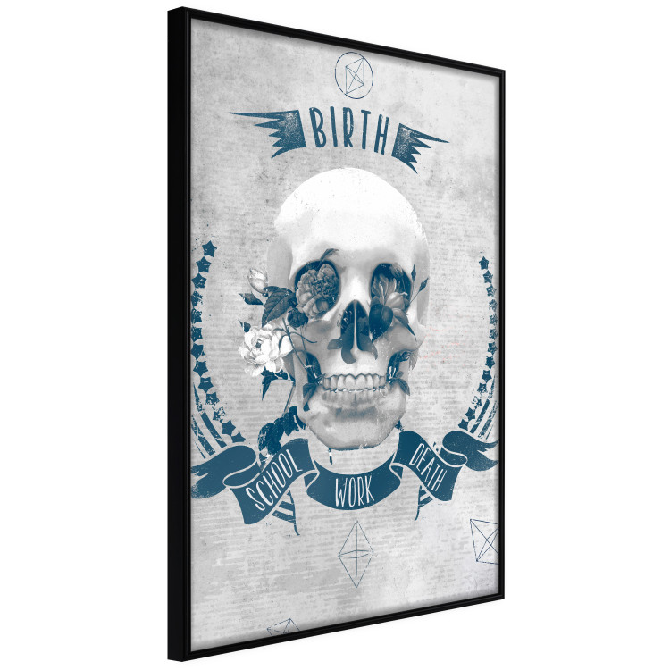 Poster Life Is Brutal - stylish skull with English captions on gray background 123573 additionalImage 12