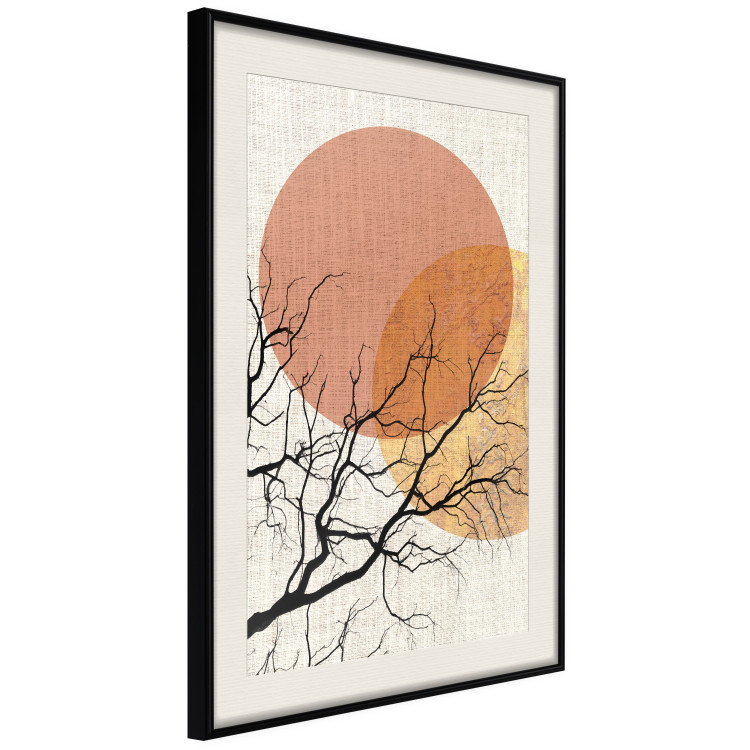Poster Double Moon - abstract tree and moon on fabric texture 123773 additionalImage 3