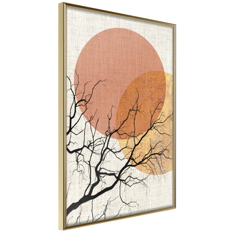 Poster Double Moon - abstract tree and moon on fabric texture 123773 additionalImage 12