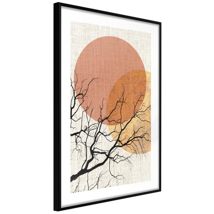 Poster Double Moon - abstract tree and moon on fabric texture 123773 additionalImage 11