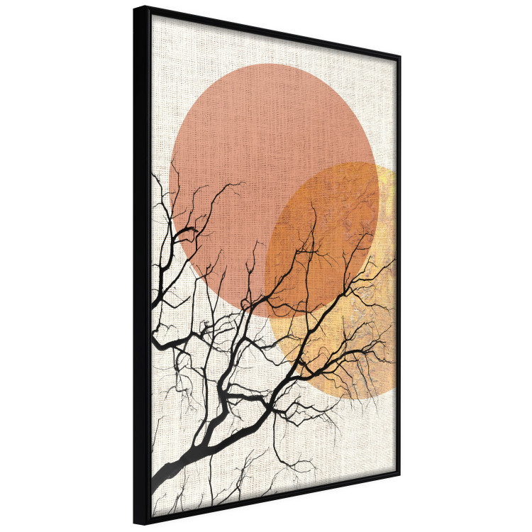 Poster Double Moon - abstract tree and moon on fabric texture 123773 additionalImage 10