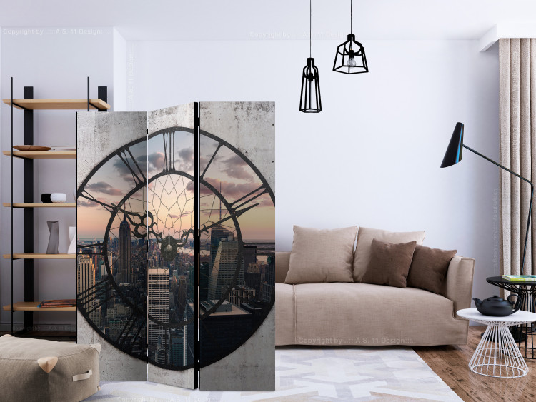 Room Separator NYC Time Zone (3-piece) - city architecture view from the window 124273 additionalImage 4
