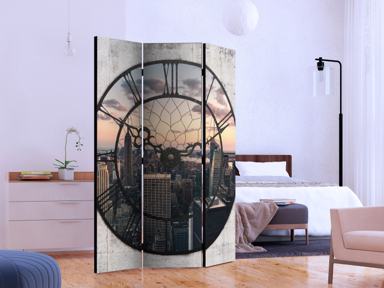 Room Separator NYC Time Zone (3-piece) - city architecture view from the window 124273 additionalImage 2