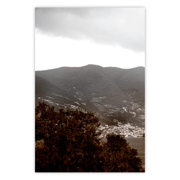 Wall Poster Valley - cityscape by the sea against mountains and cloudy sky 124473