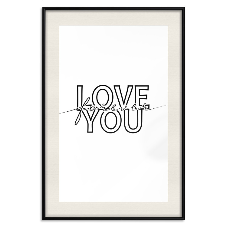 Wall Poster Love You Forever - English text "love" on a contrasting white background 125273 additionalImage 18