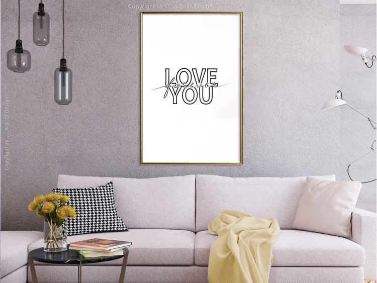 Wall Poster Love You Forever - English text "love" on a contrasting white background 125273 additionalImage 15