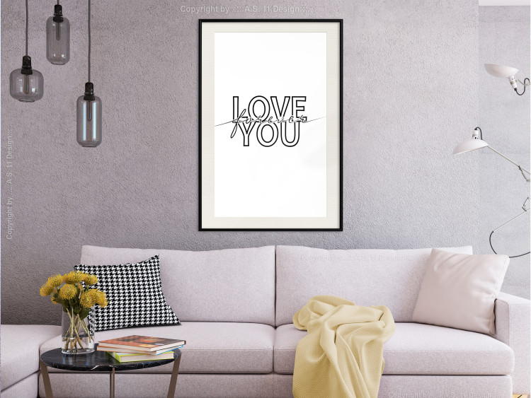 Wall Poster Love You Forever - English text "love" on a contrasting white background 125273 additionalImage 22