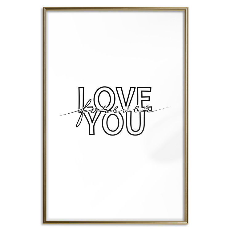 Wall Poster Love You Forever - English text "love" on a contrasting white background 125273 additionalImage 14
