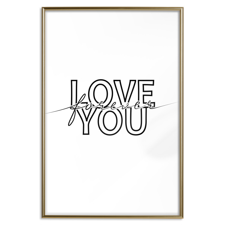 Wall Poster Love You Forever - English text "love" on a contrasting white background 125273 additionalImage 16