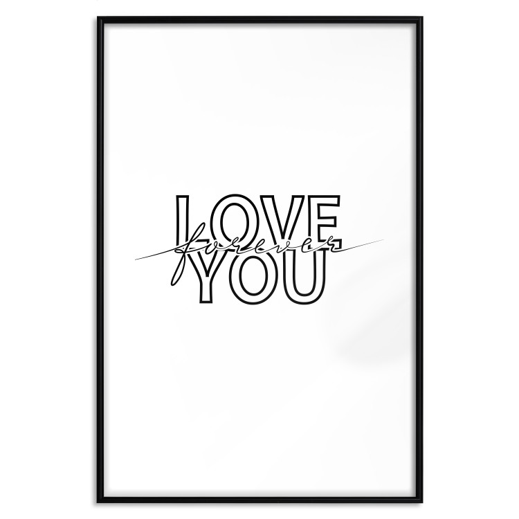 Wall Poster Love You Forever - English text "love" on a contrasting white background 125273 additionalImage 15