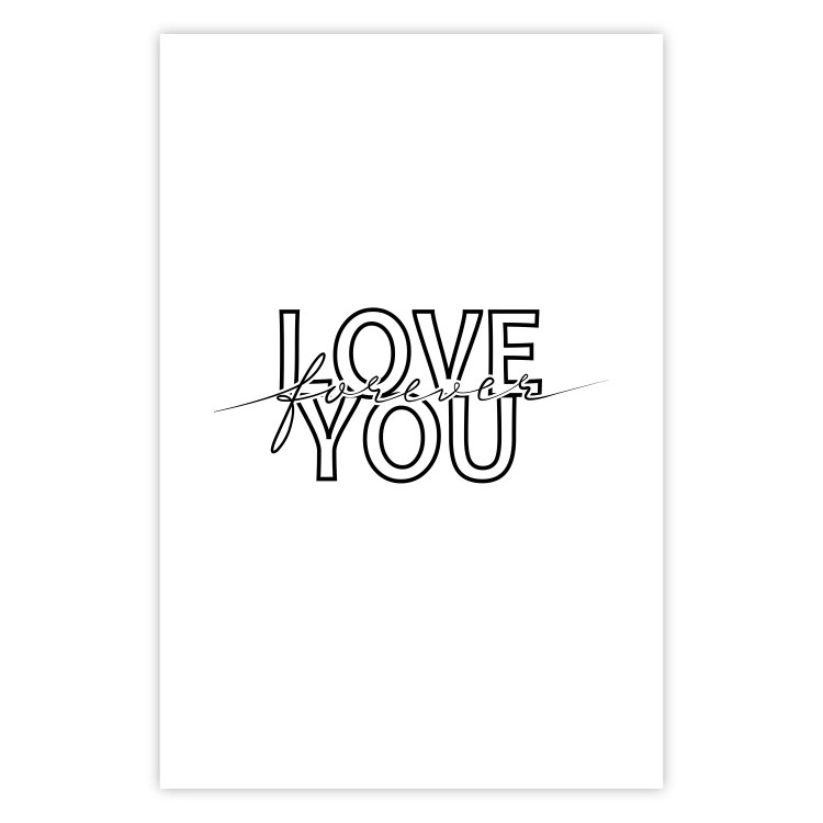 Wall Poster Love You Forever - English text "love" on a contrasting white background 125273 additionalImage 19