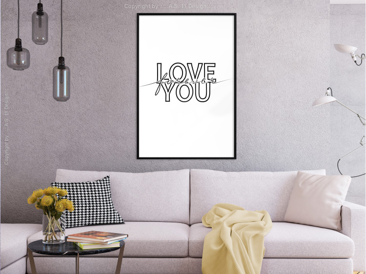 Wall Poster Love You Forever - English text "love" on a contrasting white background 125273 additionalImage 5