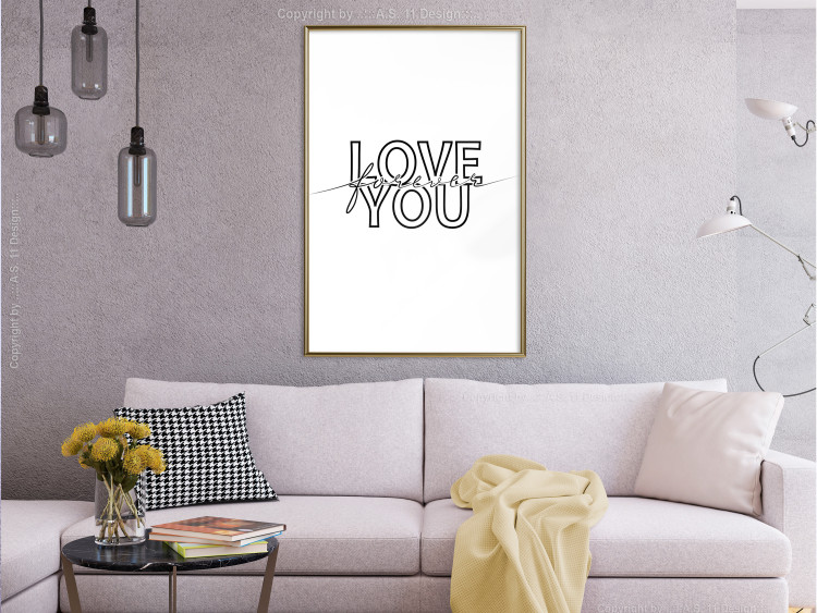 Wall Poster Love You Forever - English text "love" on a contrasting white background 125273 additionalImage 5