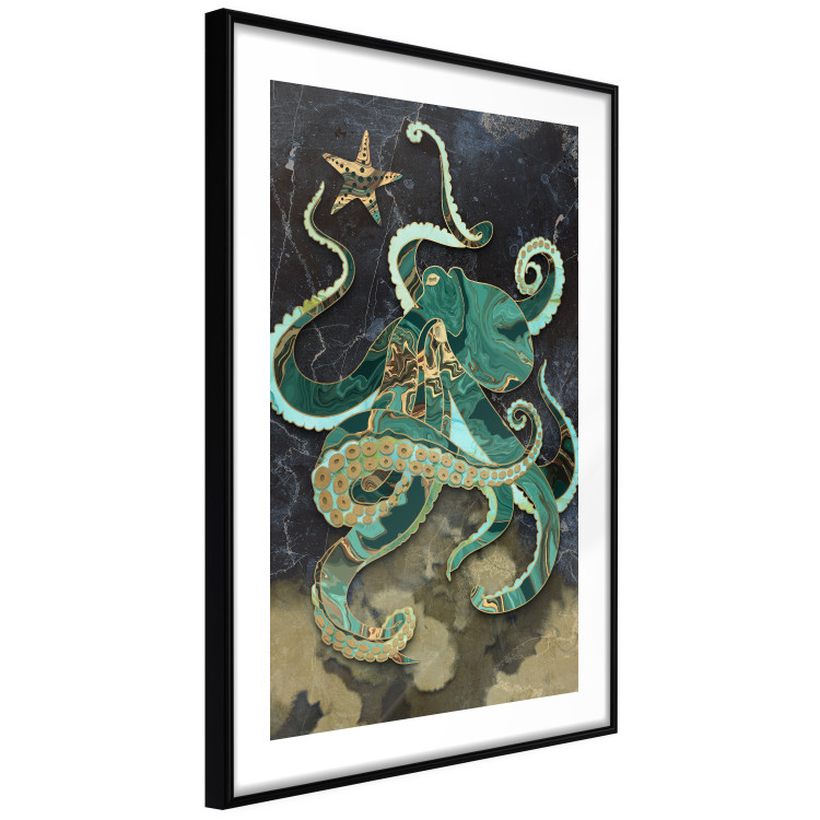 Wall Poster Marble Octopus - abstract green octopus on background of sea 128073 additionalImage 8