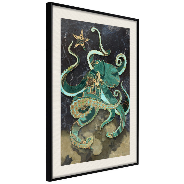 Wall Poster Marble Octopus - abstract green octopus on background of sea 128073 additionalImage 2