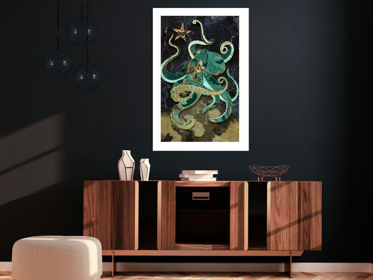 Wall Poster Marble Octopus - abstract green octopus on background of sea 128073 additionalImage 3
