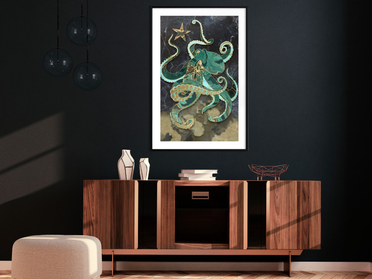 Wall Poster Marble Octopus - abstract green octopus on background of sea 128073 additionalImage 18