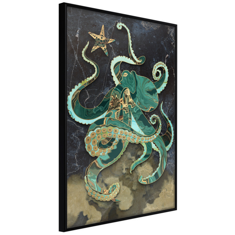 Wall Poster Marble Octopus - abstract green octopus on background of sea 128073 additionalImage 11