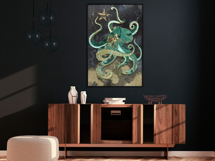 Wall Poster Marble Octopus - abstract green octopus on background of sea 128073 additionalImage 6