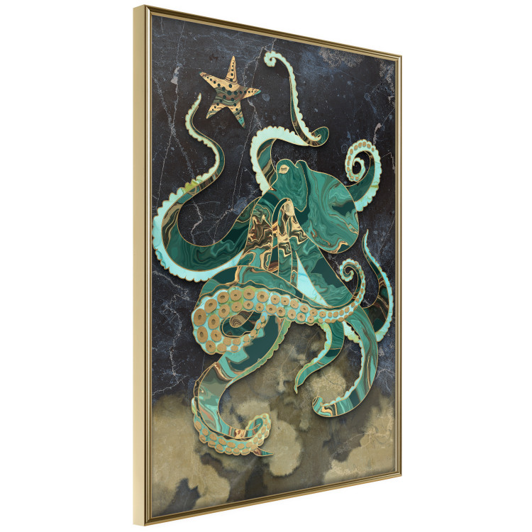 Wall Poster Marble Octopus - abstract green octopus on background of sea 128073 additionalImage 12