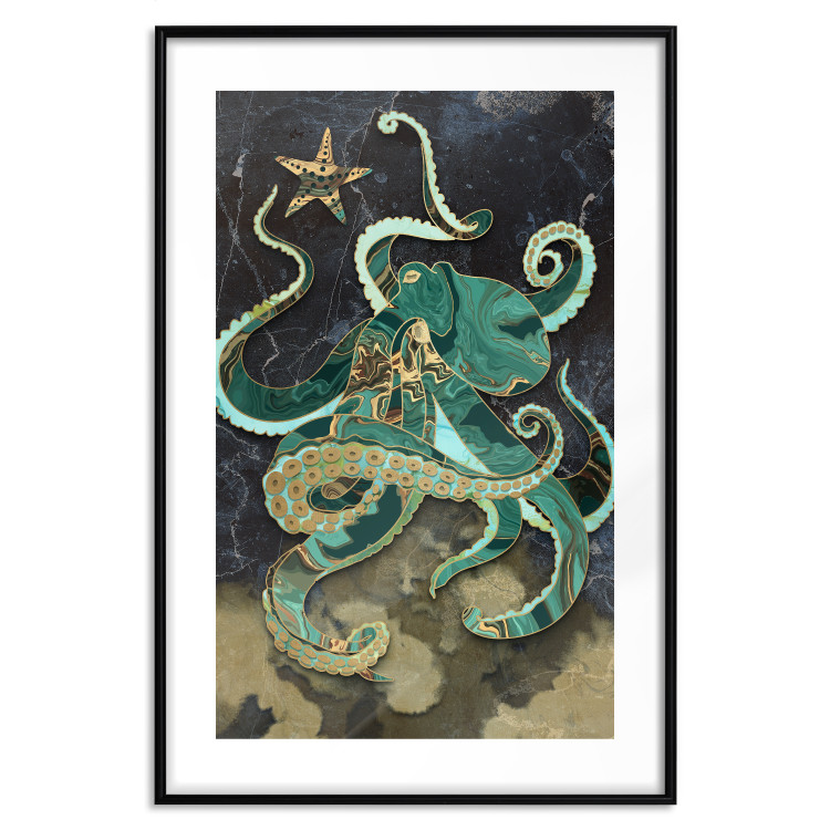 Wall Poster Marble Octopus - abstract green octopus on background of sea 128073 additionalImage 15