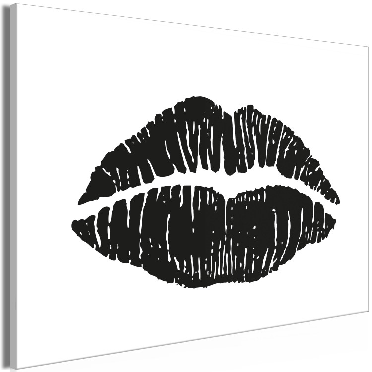 Canvas Lipstick Trace (1-part) wide - woman's black lips on a white background 129573 additionalImage 2