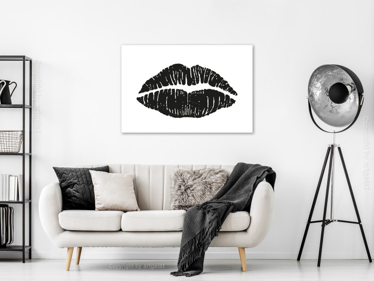 Canvas Lipstick Trace (1-part) wide - woman's black lips on a white background 129573 additionalImage 3