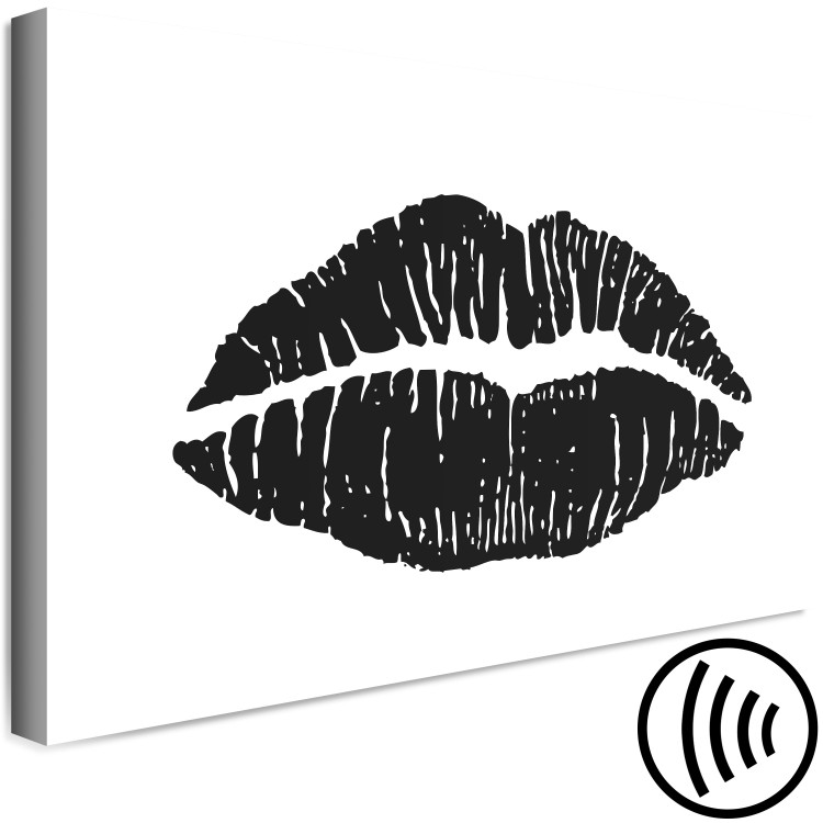 Canvas Lipstick Trace (1-part) wide - woman's black lips on a white background 129573 additionalImage 6