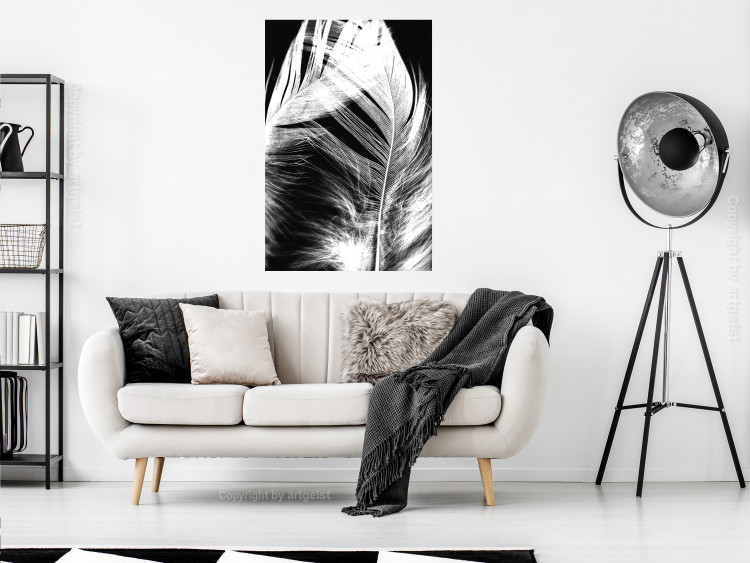 Wall Poster White Feather - black and white bird feathers on a dark contrasting background 129773 additionalImage 5